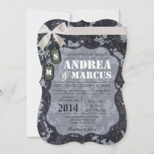 5x7 NAVY DIGITAL Uniform Camo Wedding Invitation Kaart
