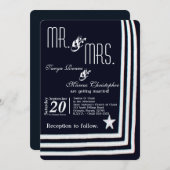 5x7 Navy Zomer Jurk Blues Bruiloft Uitnodiging (Voorkant / Achterkant)