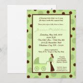5x7 Neut Green Mam Carriage Baby shower Invitation Kaart (Voorkant / Achterkant)
