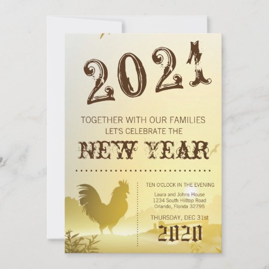 5x7 New Years Eve Invitation Sunny Morning Boerder Kaart (Voorkant)