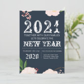 5x7 New Years Eve Uitnodiging Baby Roze Kosmos op (Staand voorkant)