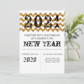 5x7 New Years Eve Uitnodiging Gouden Glitter Chevr (Staand voorkant)