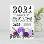 5x7 New Years Eve Uitnodiging Lavendel Hibiscus op (Staand voorkant)
