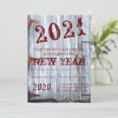 5x7 New Years Eve Uitnodiging Witte Wash Hout Schu (Staand voorkant)