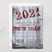 5x7 New Years Eve Uitnodiging Witte Wash Hout Schu (Voorkant / Achterkant)