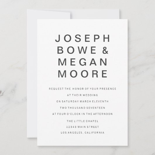 5x7 nieuwe Gothic minimalistische huwelijksuitnodi Kaart (Voorkant)