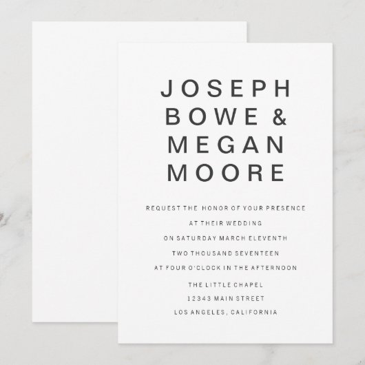 5x7 nieuwe Gothic minimalistische huwelijksuitnodi Kaart (Voorkant / Achterkant)