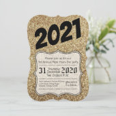 5x7 Nieuwjaar Eve Party uitnodiging Gouden Glitter (Staand voorkant)