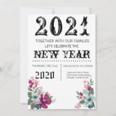 5x7 Nieuwjaarsnacht uitnodiging Tropische bloemen  (Voorkant)