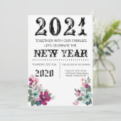 5x7 Nieuwjaarsnacht uitnodiging Tropische bloemen  (Staand voorkant)