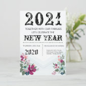 5x7 Nieuwjaarsnacht uitnodiging Tropische bloemen  (Staand voorkant)