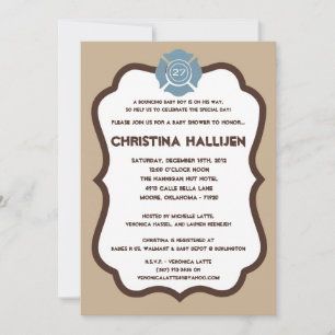 5x7 Nojo Brandmotor Baby shower Uitnodiging