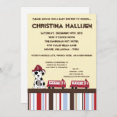 5x7 Nojo Fire Engine Baby Shower Invitation Kaart (Voorkant / Achterkant)