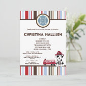 5x7 Nojo Fire Engine Baby shower Uitnodiging (Staand voorkant)