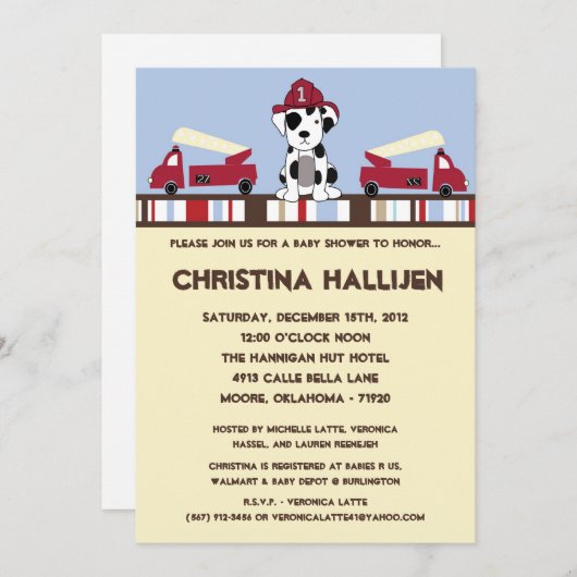 5x7 Nojo Fire Engine Shower-uitnodiging Kaart (Voorkant / Achterkant)