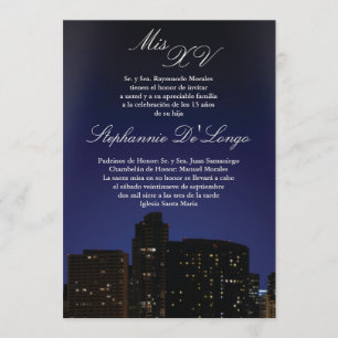 5x7 NY City Lights Quinceanera Birthday Uitnodigin Kaart