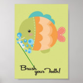 5x7 Ocean Fish Brush Your Teeth Bathroom Wall Art Poster (Voorkant)