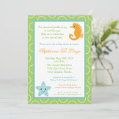 5x7 Ocean Life Zee Horse Baby shower Invitation Kaart (Staand voorkant)
