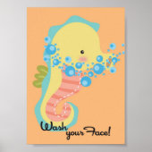 5x7 Ocean SeaHorse Wash Uw gezicht in de wandKunst Poster (Voorkant)