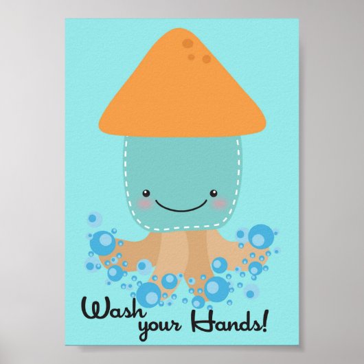 5x7 Ocean Squid Wash Uw handen in de wand Poster (Voorkant)
