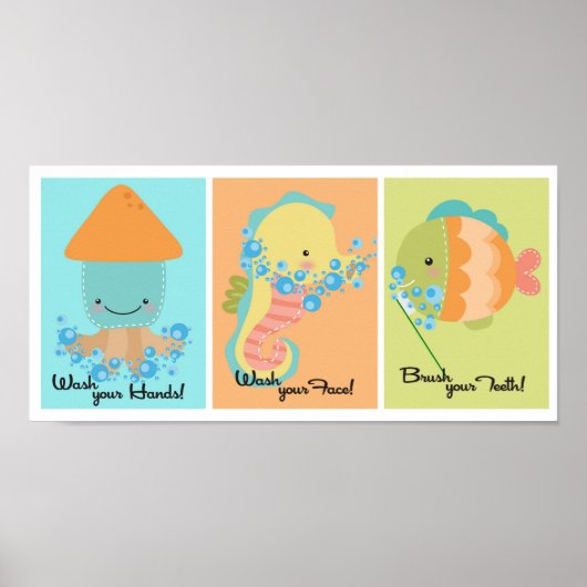 5x7 Ocean Squid Zee Horse Bathroom Wall Art Poster (Voorkant)