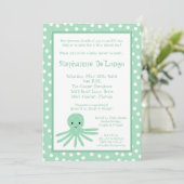 5x7 Ocean Zee Life Octopus Baby shower Uitnodiging (Staand voorkant)
