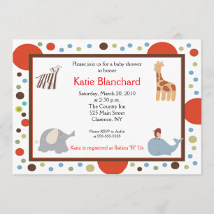 5x7 Oerwoud Alphabet Soup Dot Baby shower Kaart