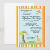 5x7 Oerwoud Animals Girl Baby shower Invitation Kaart (Voorkant / Achterkant)