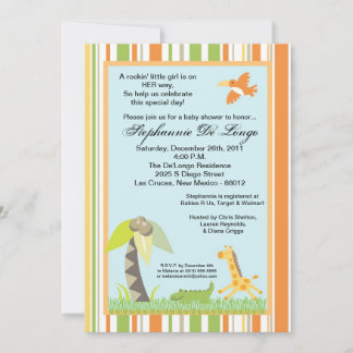 5x7 Oerwoud Animals Girl Baby shower Invitation Kaart