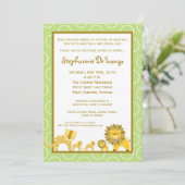 5x7 Oerwoud Boy Gir TRIPLETS Baby shower Uitnodigi Kaart (Staand voorkant)