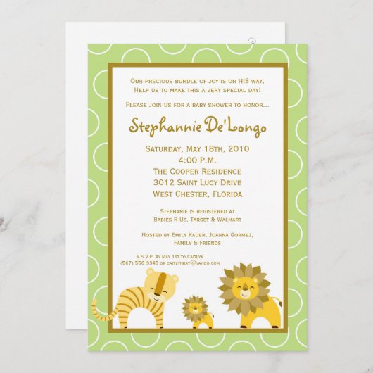 5x7 Oerwoud Boy Lion Safari Baby shower Uitnodigin Kaart (Voorkant / Achterkant)
