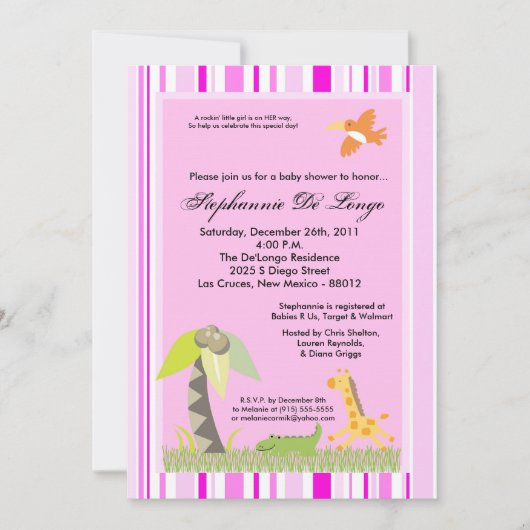 5x7 Oerwoud Dieren Baby shower Kaart (Voorkant)