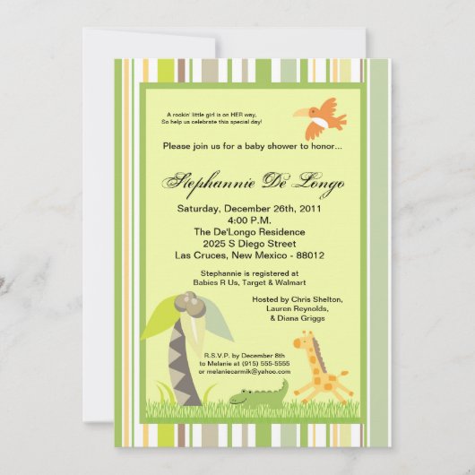 5x7 Oerwoud Dieren Baby shower Kaart (Voorkant)