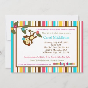 5x7 Oerwoud Gym Monkey Dance Baby shower Uitnodigi Kaart