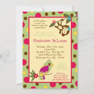 5x7 Oerwoud Gym Monkey Dance Baby shower Uitnodigi Kaart