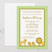 5x7 Oerwoud Lion Boy TWINS Baby shower Uitnodiging (Voorkant / Achterkant)