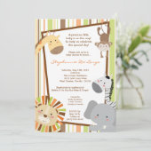 5x7 Oerwoud Lion Monkey Baby shower Uitnodiging (Staand voorkant)