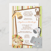 5x7 Oerwoud Lion Monkey Baby shower Uitnodiging (Voorkant / Achterkant)