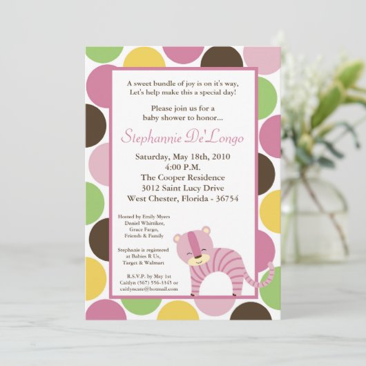 5x7 Oerwoud Queen Tiger Baby shower Uitnodiging (Staand voorkant)