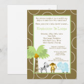 5x7 Oerwoud Safari Animal Baby shower Invitation Kaart (Voorkant / Achterkant)