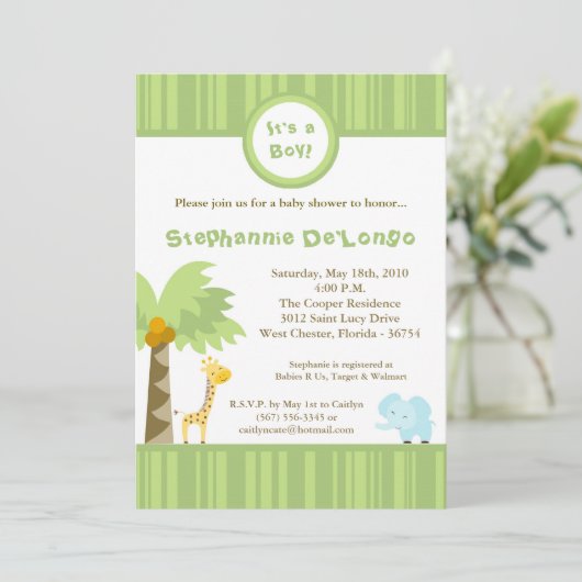 5x7 Oerwoud Safari Animal Baby shower Invitation Kaart (Staand voorkant)