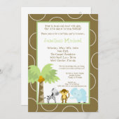 5x7 Oerwoud Safari Animal Birthday Party Invitatio Kaart (Voorkant / Achterkant)