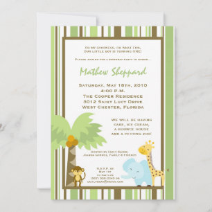 5x7 Oerwoud Safari Animal Birthday Party Invitatio Kaart