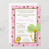 5x7 Oerwoud Safari Zoo Anima Baby shower Uitnodigi Kaart (Voorkant / Achterkant)