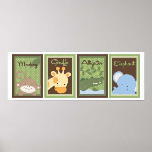 5x7 Oerwoud Safari Zoo Animal Baby Bedding Wall Ar Poster (Voorkant)