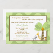 5x7 Oerwoud Safari Zoo Animal Birthday Uitnodiging (Voorkant / Achterkant)