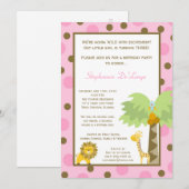 5x7 Oerwoud Safari Zoo Animal Verjaardag Uitnodigi Kaart (Voorkant / Achterkant)