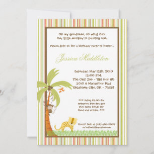 5x7 Oerwoud Safari Zoo Birthday Party Invitation Kaart