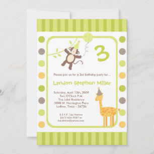 5x7 Oerwoud Safari Zoo Birthday Party Invitation Kaart