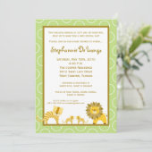 5x7 Oerwoud Tiger Girl TWINS Baby shower Uitnodigi Kaart (Staand voorkant)